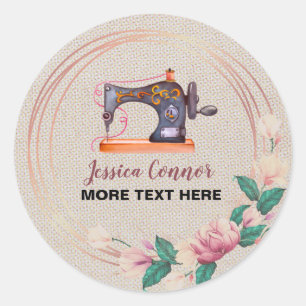 Adesivo Redondo Máquina de costura Creme esbranquiçado Fundo