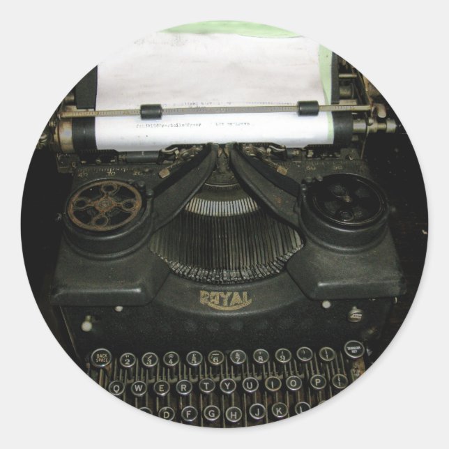 Adesivo Redondo Máquina de escrevendo de retrorreflectores da Vint (Frente)