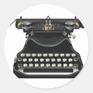 Adesivo Redondo Máquina de escrever antiga