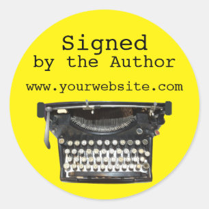 Adesivo Redondo Máquina de escrever assinada por autocolantes pers