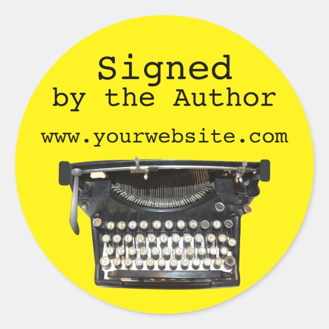 Adesivo Redondo Máquina de escrever assinada por autocolantes pers (Frente)