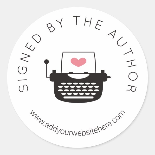 Adesivo Redondo Máquina de escrever bonita assinada pelo autor (Frente)