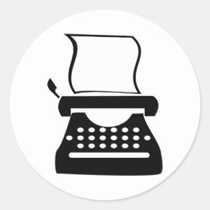 Adesivo Redondo Máquina de escrever - Digitação manual do Escreven
