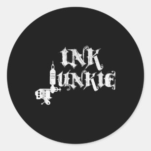Adesivo Redondo Máquina de Tatuagem de Junkie de Tinta Digital