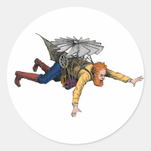 Adesivo Redondo Máquina de Voo Vintage Steampunk