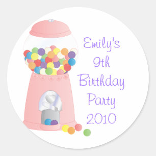 Adesivo Redondo Máquina Gumbal Rosa