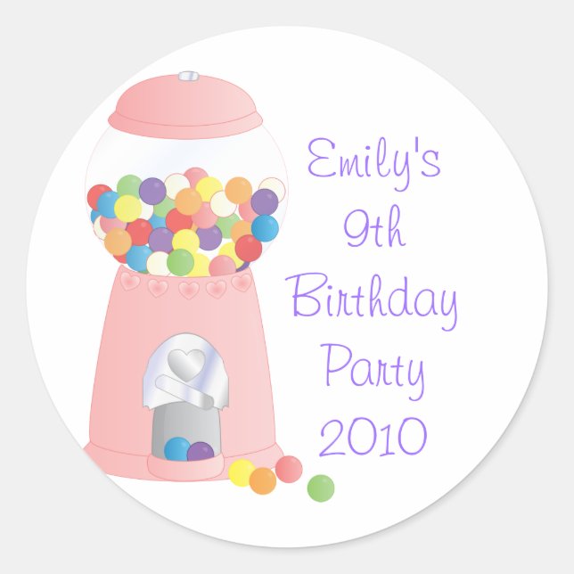 Adesivo Redondo Máquina Gumbal Rosa (Frente)