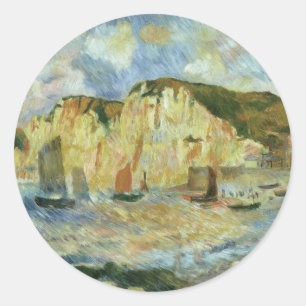 Adesivo Redondo Mar e Falésias de Pierre Renoir, Arte Fino Antigo