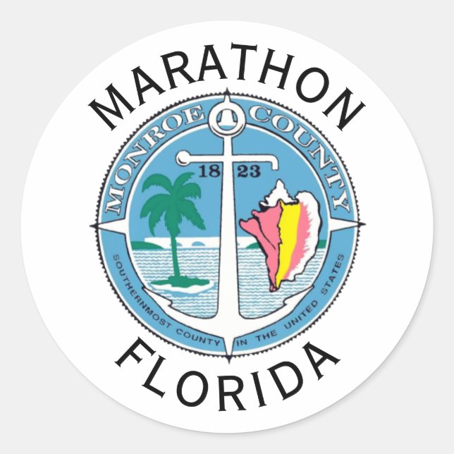 Adesivo Redondo Marathon - Florida Keys (Frente)