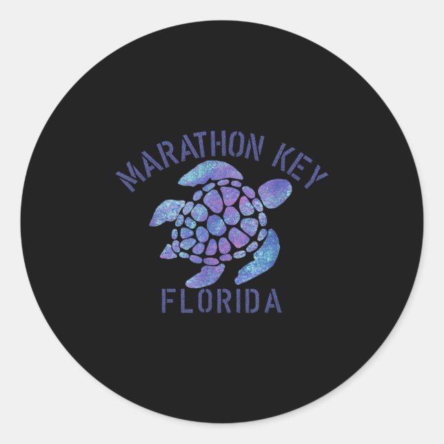 Adesivo Redondo Marathon Key, Fl Beach Design _ Presente de Tartar (Frente)