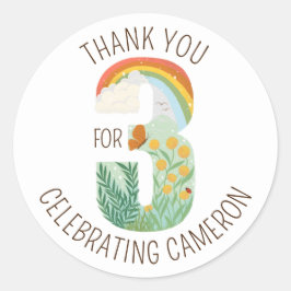 Adesivo Redondo Maravilha Natural Terceiro Aniversário Obrigado A 