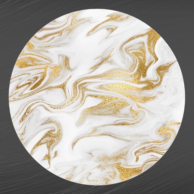 Adesivo Redondo Marble Branco Dourado Elegante (Criador carregado)