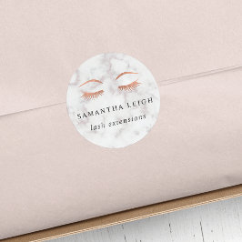 Adesivo Redondo Marble e Rosa Dourados Lashes & Brows Beauty