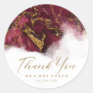 Adesivo Redondo Marble Glitter Wedding Burgundy ID644 Dourado