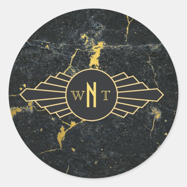 Adesivo Redondo Marble Preto - Três Letras - Decência de Arte Mono (Frente)