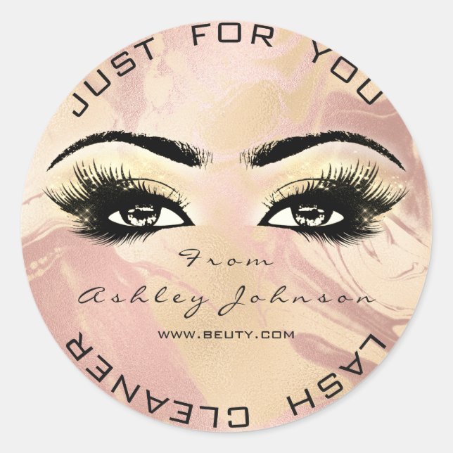 Adesivo Redondo Marble Rosa Beautiter Lashes Makeup Cleaner (Frente)