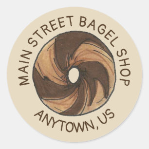 Adesivo Redondo Marble Rye Bagel Compre Foodie Breakfast
