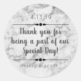 Adesivo Redondo Marble Wedding Day Favor Labels