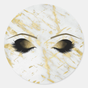 Adesivo Redondo Marble White Dourado Makeup Eyelashes BeauParty