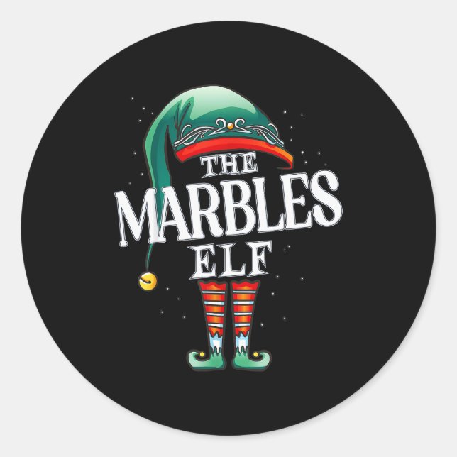 Adesivo Redondo Marbles Elf Christmas Group Xmas Pajama Party  (Frente)