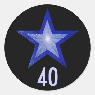 Adesivo Redondo Marca adesiva azul escura com "40" de idade, preto