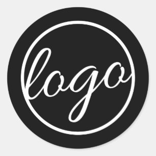 Adesivo Redondo Marca da empresa de logotipo preto personalizado