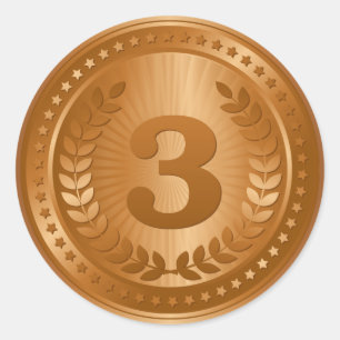 Adesivo Redondo Marca de bronze ganhador do 3º lugar