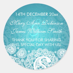 Adesivo Redondo Marca de Favor do Casamento Elegante Paisley Lace 