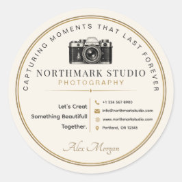 Adesivo Redondo Marca de Fotógrafo Vintage Logotipo de Estúdio El
