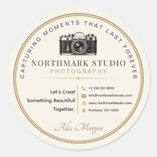 Adesivo Redondo Marca de Fotógrafo Vintage  Logotipo de Estúdio El