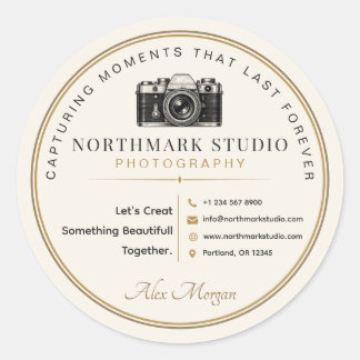Adesivo Redondo Marca de Fotógrafo Vintage Logotipo de Estúdio El