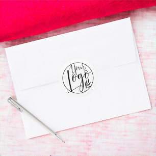 Adesivo Redondo Marca de logotipo minimalista moderna - branco pre