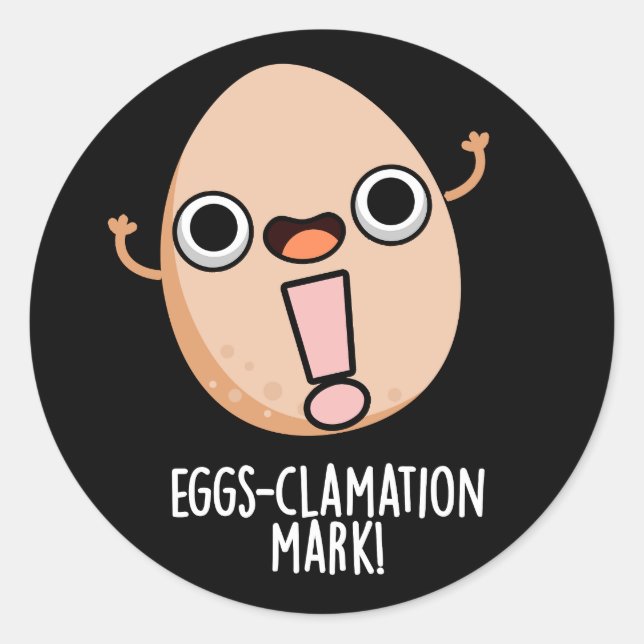 Adesivo Redondo Marca de ovas Funny Egg Pun Dark BG (Frente)