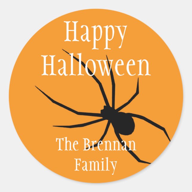 Adesivo Redondo Marca de presente de nome personalizado da aranha  (Frente)
