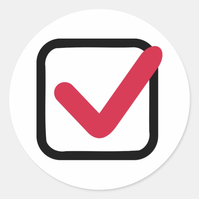 Adesivo Redondo Marca de seleção vermelha (Frente)