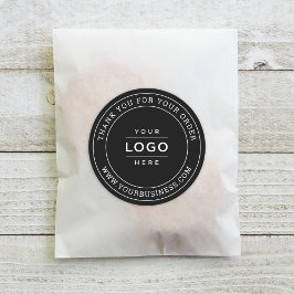 Adesivo Redondo Marca Logotipo Comercial Preto Redondo