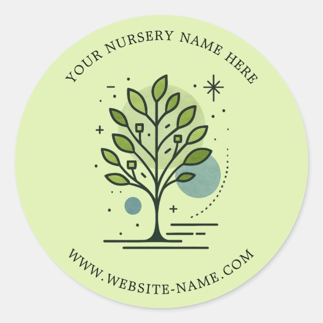 Adesivo Redondo Marca Personalizada da Greenleaf Nursery  (Frente)