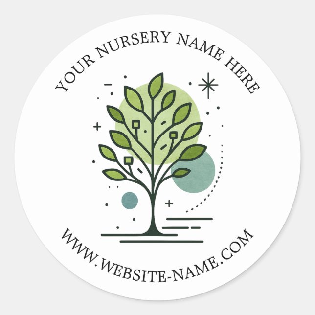 Adesivo Redondo Marca Personalizada da Greenleaf Nursery  (Frente)