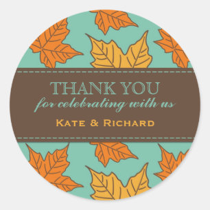 Adesivo Redondo Marcadores de Favoritos de Casamento de Folhas de 