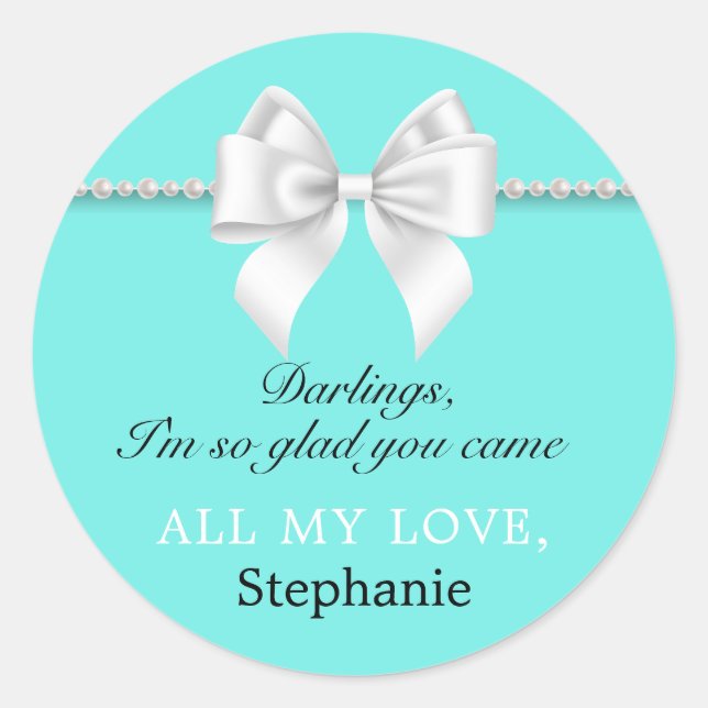 Adesivo Redondo Marcas de agradecimento de aniversário Tiffany chi (Frente)