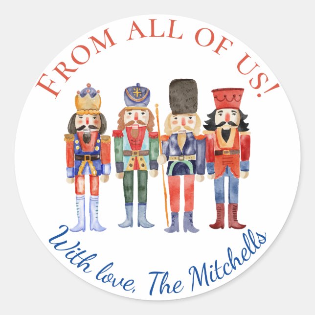 Adesivo Redondo Marcas de Presente de Natal do Quebra-Nozes (Frente)