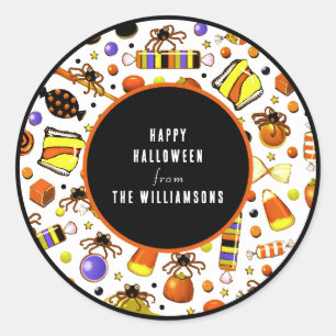 Adesivo Redondo Marcas de Presente Feliz Halloween