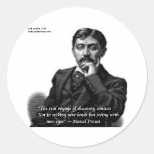 Adesivo Redondo Marcel Proust & Citação Famosa