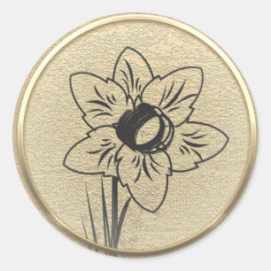 Adesivo Redondo Marcha de Nascimento Flower Daffodil