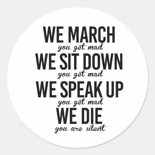 Adesivo Redondo Marchamos Sentamo-nos Falamos (Frente)