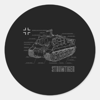 Adesivo Redondo Marco alemão Sturmtiger Blueprint