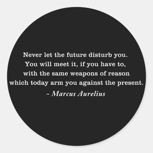 Adesivo Redondo Marco Aurélio Futuro Cotação Estoicismo (Frente)