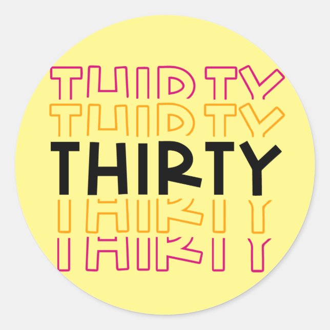 Adesivo Redondo marco de 30 aniversário de 30 anos (Frente)