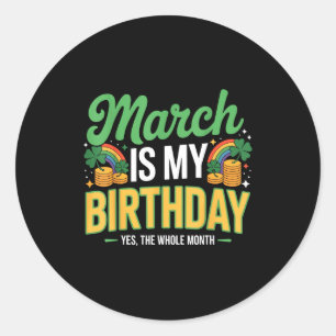 Adesivo Redondo Março é aniversário sim o mês todo st patricks