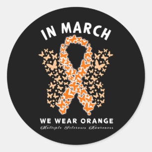 Adesivo Redondo Março Vestimos Orange Ms Multiple Sclerosis Awaren